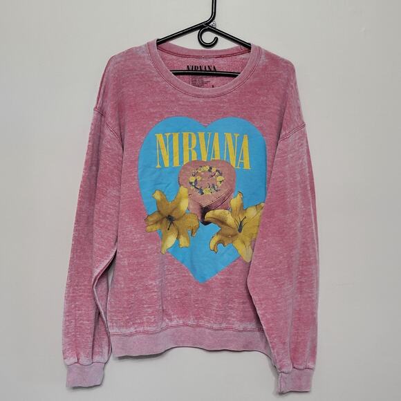 Nirvana Sz Large Sweatshirt Distressed Retro Vintage Look Heart Shaped Box RARE - Picture 1 of 5